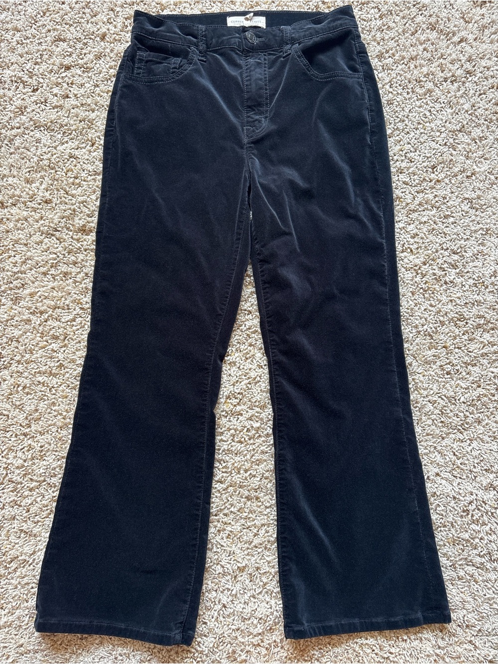 Current/Elliott Vanessa Velvet Crop Flare Pant Sz 26 Black